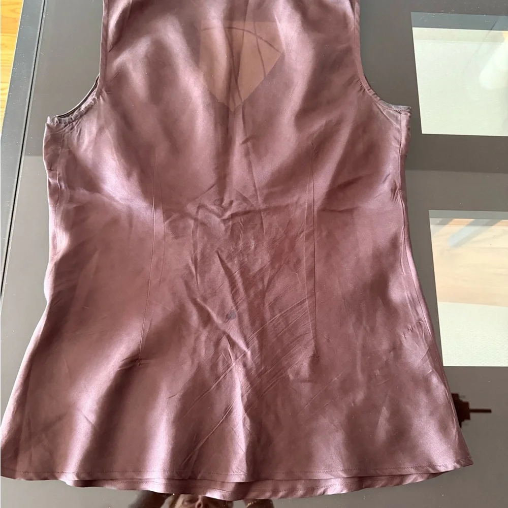 Cache Brown Embellished Sleeveless Blouse Tie Front - Picture 4 of 5